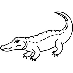 Saltwater Crocodile line art vector illustration