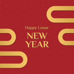 Square red and gold card for Chinese New Year.