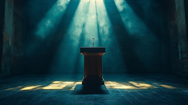 Solemn Podium in a Dusty Hall: A Dramatic Monologue Awaits