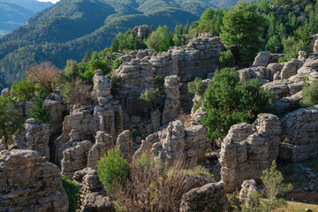 Turkey, Antalya, the ancient city of Selge, the man rocks and wonderful nature.