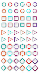 Button set of geometric shape | 3d button shape abstract design with  triangle, diamond, circle, square, hexagonal shape | Modern geometric button set fur banner, flyer, texture, futuristic design 