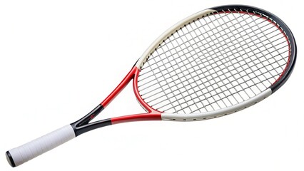 Tennis racket isolated on white background, Tennis racket sports equipment on white PNG file.
