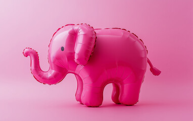 Pink Balloon Elephant on Pastel Background