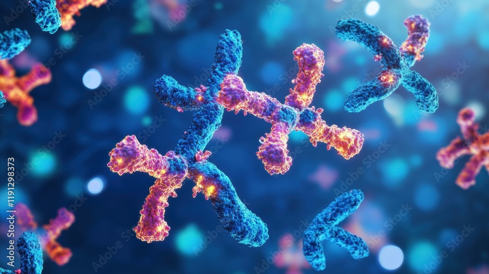Leinwandbilder visualized antibodies effectively targeting and neutralizing glowing viruses within a vivid microsco