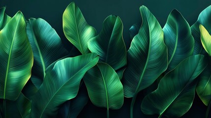 Lush Tropical Leaves Background Dark Green Foliage Texture