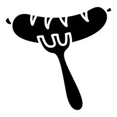 Sausage icon in glyph style. Sausage and fork