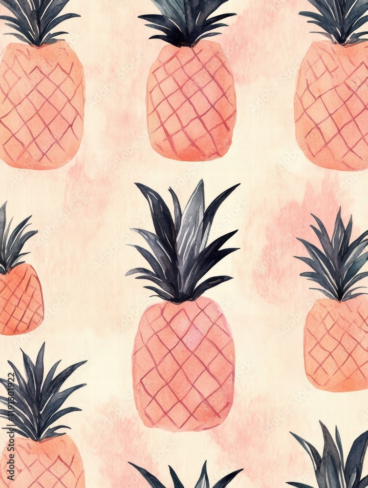 Aufkleber vibrant watercolor pineapple pattern creating a tropical atmosphere for home decor and design projec