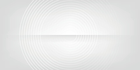 Abstract white glowing geometric lines on gray background. Modern shiny blue circle lines pattern. Futuristic technology concept. Suit for cover, poster,