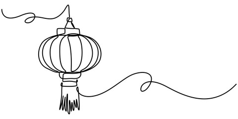 continuous line drawing chinese paper lantern festival illustration vector, Traditional Chinese festive decorations continuous one line drawing, In this modern illustration of a Chinese paper lantern.