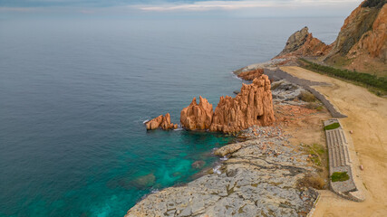 Landscape with the red rocks of Arbatax in Sardinia