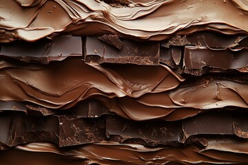 Obraz premium Rich, Melted Chocolate and Broken Pieces
