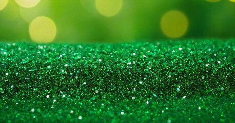 Obraz premium Luxurious green background with glitter on bokeh Royal green glitter texture surface