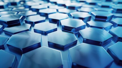 Obraz premium Abstract Blue Hexagons with Depth and Technological Feel