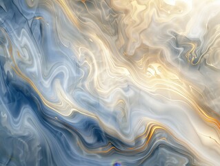 Obraz premium Golden and blue swirls evoke marble textures and atmospheric beauty