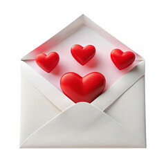 Envelope Decorated with Red Heart Details for Valentine's Day or Romantic Occasions