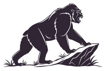 A black Gorilla vector silhouette design isolated on a white background