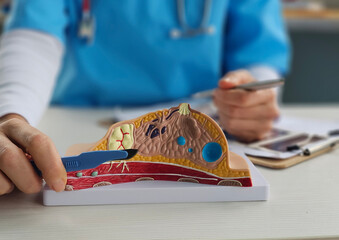 Breast augmentation. Silicone breast. Breast tumor removal and oncology concept