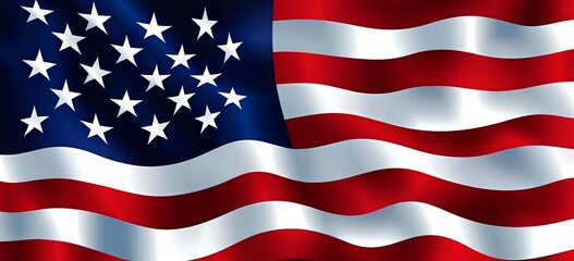 Fototapeta premium A vibrant and detailed image of the United States flag waving proudly in the wind, showcasing its rich colors and symbolic stars and stripes. 