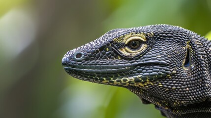 Obraz premium Adult Monitor Lizard in Its Natural Habitat Showcasing Skin Textures