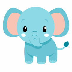 Cartoon cute baby elephant vector on white background.