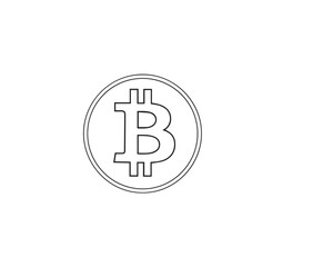 bitcoin line icon with white background vector stock illustration