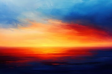 Obraz premium Vibrant sunset over a calm ocean.