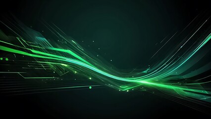 Futuristic Green Digital Landscape: Abstract Grid of Connections, Modern Technology-Inspired Background with Bright Green Glow, Dynamic Network Visualization for Tech and Innovation Background.