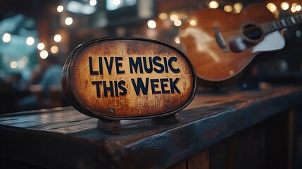 Sign that reads “LIVE MUSIC THIS WEEK” - bar - pub - club - theme night - weekly announcement - band planning - performance schedule 