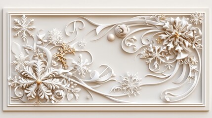 Elegant Winter Decor Featuring Intricate Snowflake Designs and Whimsical Floral Elements