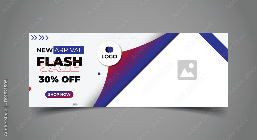 Canvas Prints flash sale facebook cover page timeline web ad banner template with photo place. modern layout dark 