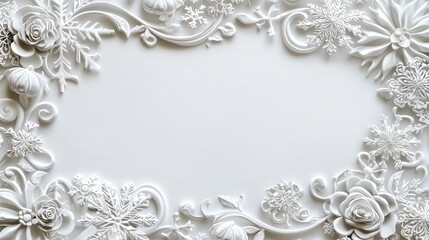 Vintage Winter Theme with Decorative Snowflakes and Floral Elements for Holiday Designs and Crafts