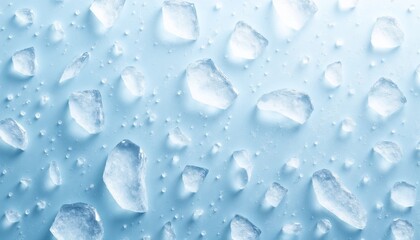 Refreshing Ice Cubes with Water Droplets on Cool Blue Background