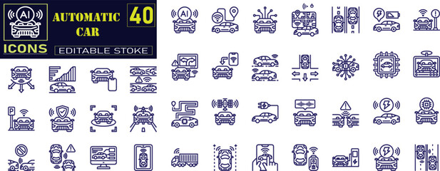 Automated Driving Car icon. Autonomous Vehicle, Driverless Car, Self Driving Tech, Robotic Vehicle, Self Driving .