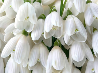Obraz premium Delicate Snowdrop Flowers in Full Bloom, Showcasing their Beauty and Graceful Elegance. Snowdrop Days.