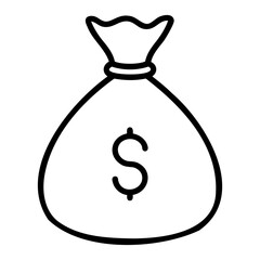 Money bag vector Outline Illustration isolated on a transparent background