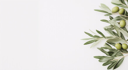 Olive Branch Border:  A serene image featuring a lush olive branch with ripe green olives, artfully arranged to create a delicate border against a clean backdrop.