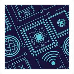 Modern Circuit Board Seamless Patterns for Tech Designs. Perfect for Digital Projects