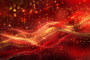 Red Theater Stage with Dramatic Lighting and Velvet Curtains, Elegant Performance Venue Setup with Spotlight and Theatrical Atmosphere