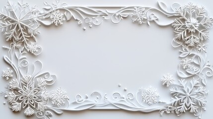 Intricate Winter Snowflake Pattern with Borders and Decorative Elements for Seasonal Themes and Designs