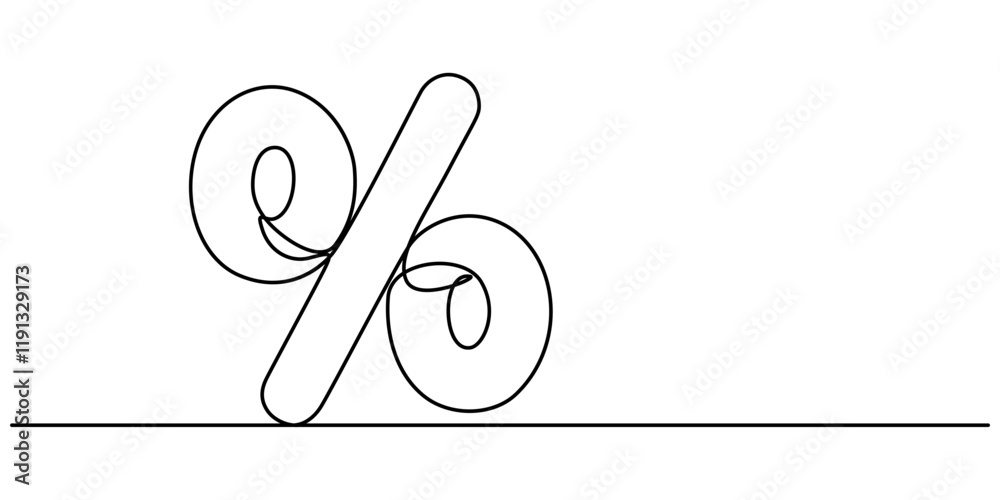 Poster linear background of percent sign. one continuous line drawing of a percent sign. vector illustratio