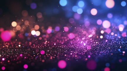 Vibrant abstract bokeh background with multicolored lights and glittering particles