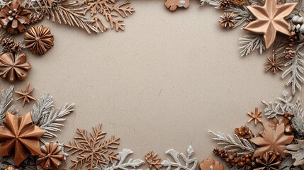 Fototapeta premium Vintage Holiday Decoration with Snowflakes and Winter Themes Showcasing Elegant Borders