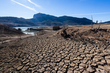 Lack water Sau Reservoir. The swamp is at very low water levels due to lack of rain....
