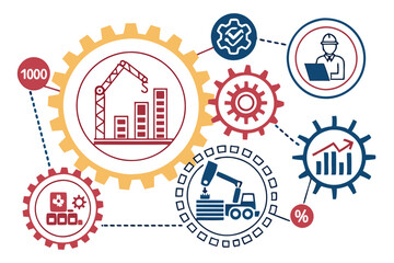 Manufacturing icons, mass production symbols, industrial processes, conveyor belts, assembly lines, factory automation, quality control, supply chain management, productivity charts, product developme