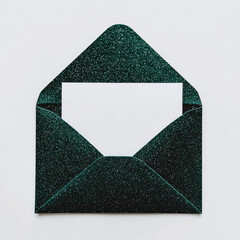 Blank card mock up in a glittery envelope