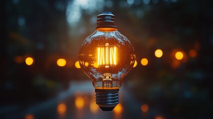 Illumination: A Glowing Bulb in the Twilight