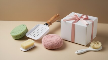 Obraz premium Gift set with bath accessories and a present box