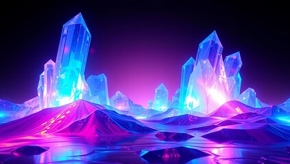 Paisagem de cristal abstrata brilhantes com brilho colorido