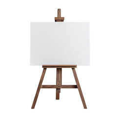 Blank Canvas on Wooden Easel Art Studio Mockup Design Template high white brown frame image black   