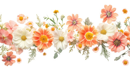 Fototapeta premium Colorful spring flowers transparent background